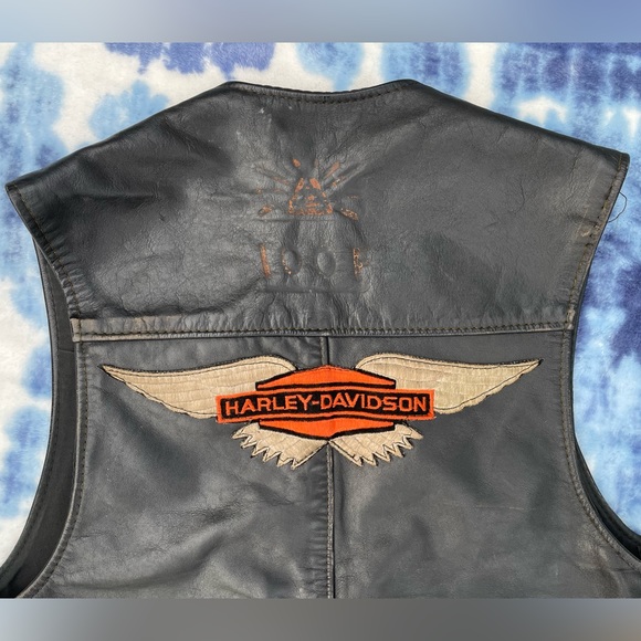 Vintage Brooks Leather Sportswear Motorcycle Vest Harley Davidson Patch size 38 - Picture 7 of 7